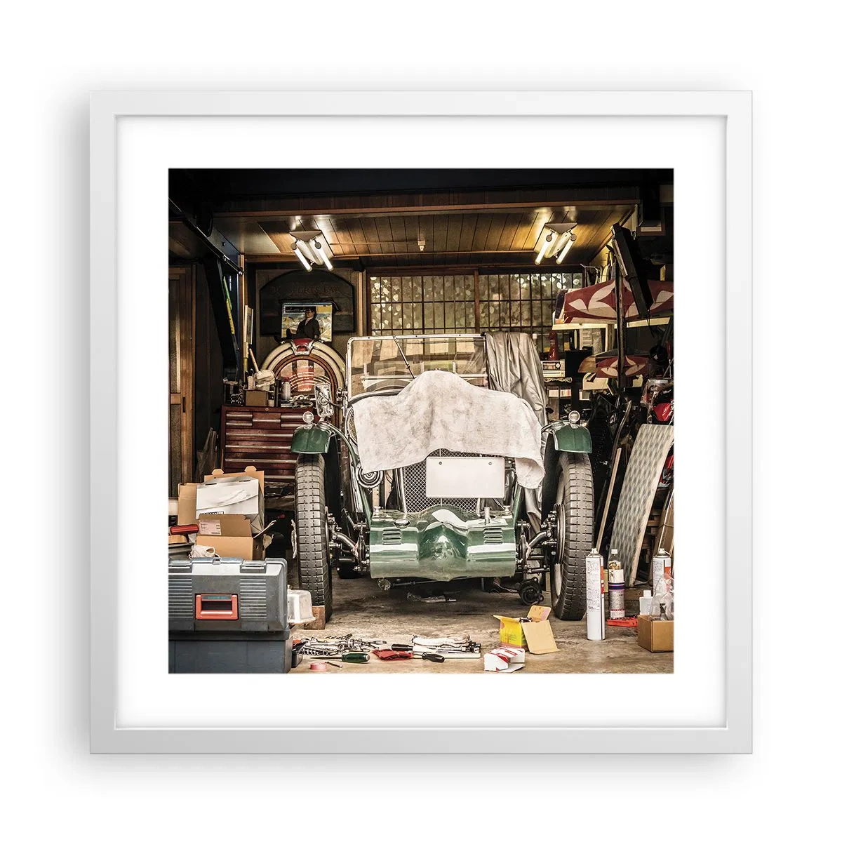 Plakat w białej ramie - Powrót do przeszłości - 40x40 cm