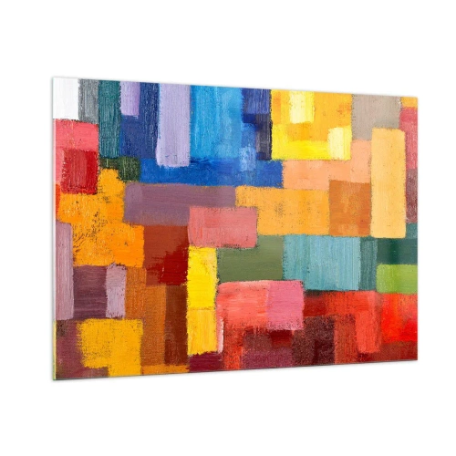 Obraz na szkle - Abstrakcyjna kompozycja kolorowych prostokątów - 100x70cm - Każdy inny, wszystkie barwne - Nowoczesna dekoracja ścienna do salonu, kuchni i sypialni ARTTOR