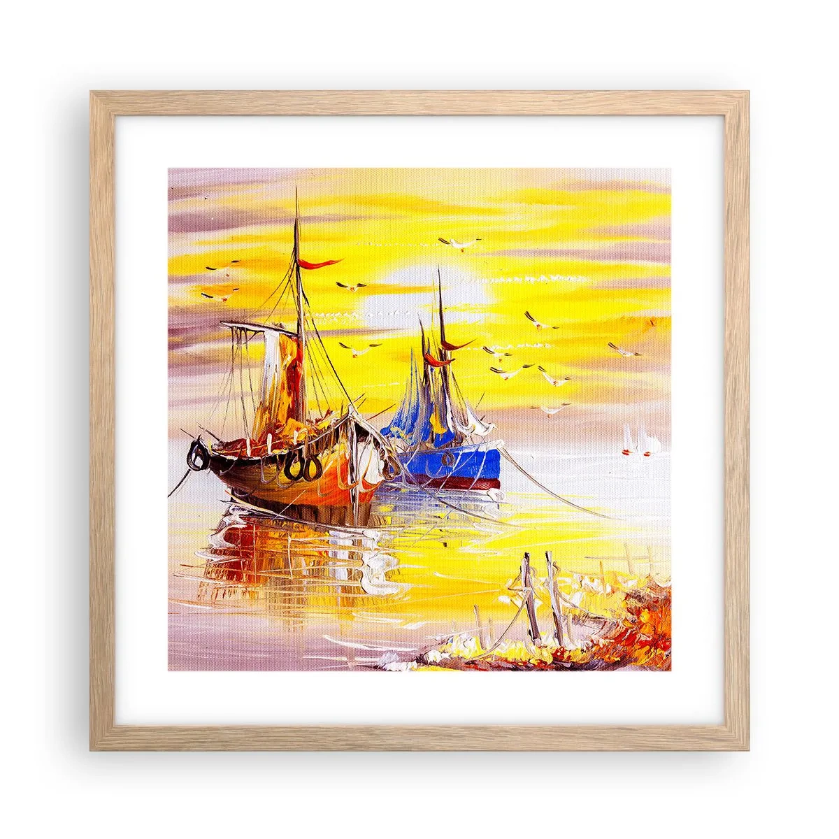 Plakat w ramie jasny dąb - Zasłużony odpoczynek w porcie - 40x40 cm