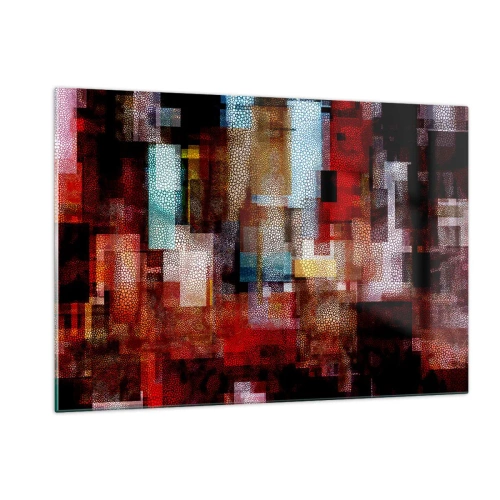 Obraz na szkle - Abstrakcyjna kompozycja geometryczna w odcieniach czerwieni - 120x80cm - Pomieszanie z poplątaniem - Nowoczesna dekoracja ścienna do salonu, kuchni i sypialni ARTTOR