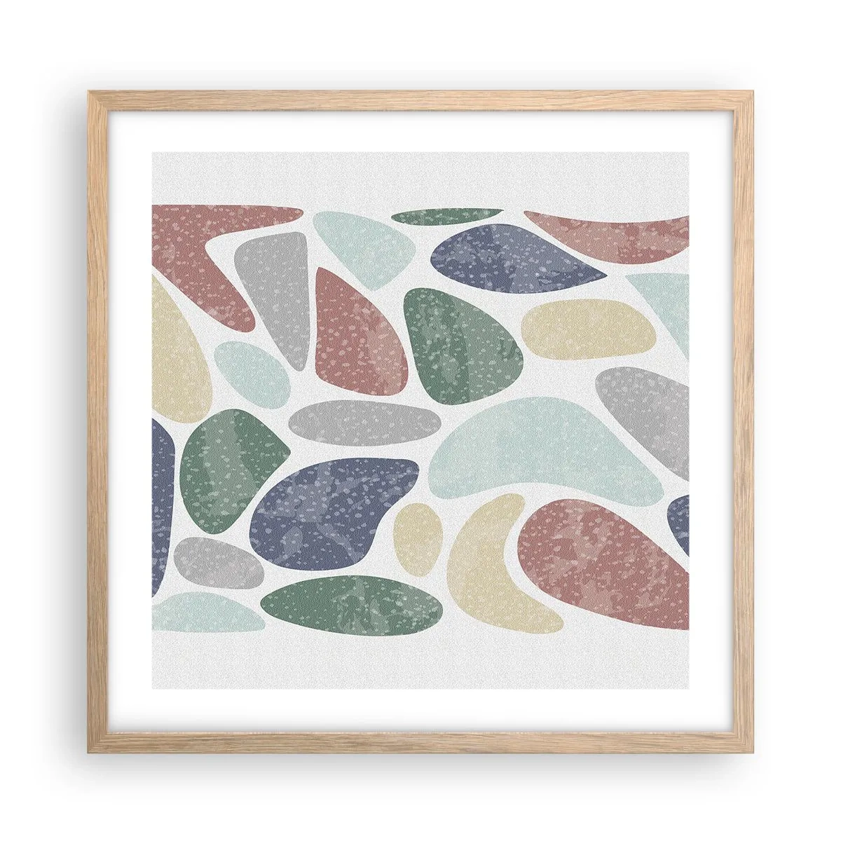 Plakat w ramie jasny dąb - Mozaika pudrowanych barw - 50x50 cm