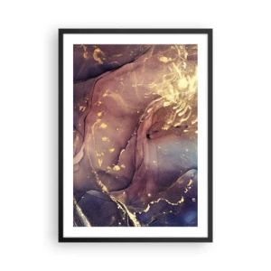 Plakat w czarnej ramie - Abstrakcyjna kompozycja z odcieniami złota i brązu w artystycznym stylu - 50x70cm - Materia i duch - Nowoczesna dekoracja ścienna do salonu i sypialni ARTTOR