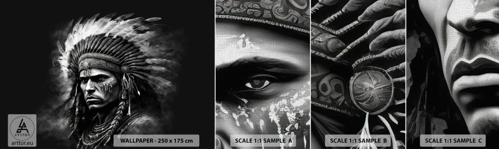 Fototapeta Próbka Premium Canvas - Wódz i wojownik - Indianin, Plemiona, Etniczny - 100x30 cm