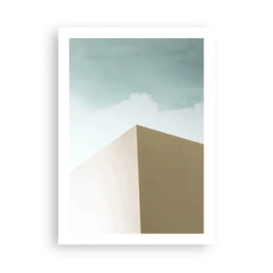 Plakat - Minimalistyczny budynek z delikatnym niebem - 50x70cm - Geometria słonecznego lata - Nowoczesna dekoracja ścienna do salonu, kuchni i sypialni ARTTOR