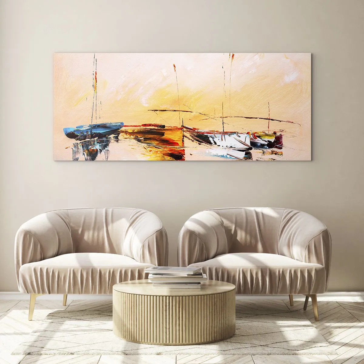 Obraz na szkle - Wieczór w przystani - 100x40 cm