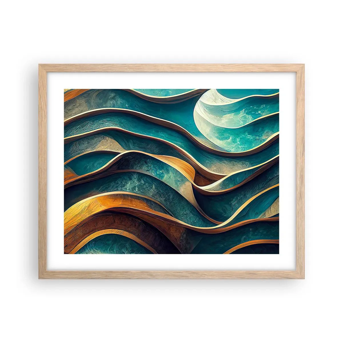 Plakat w ramie jasny dąb - Meandry błękitu - 50x40 cm