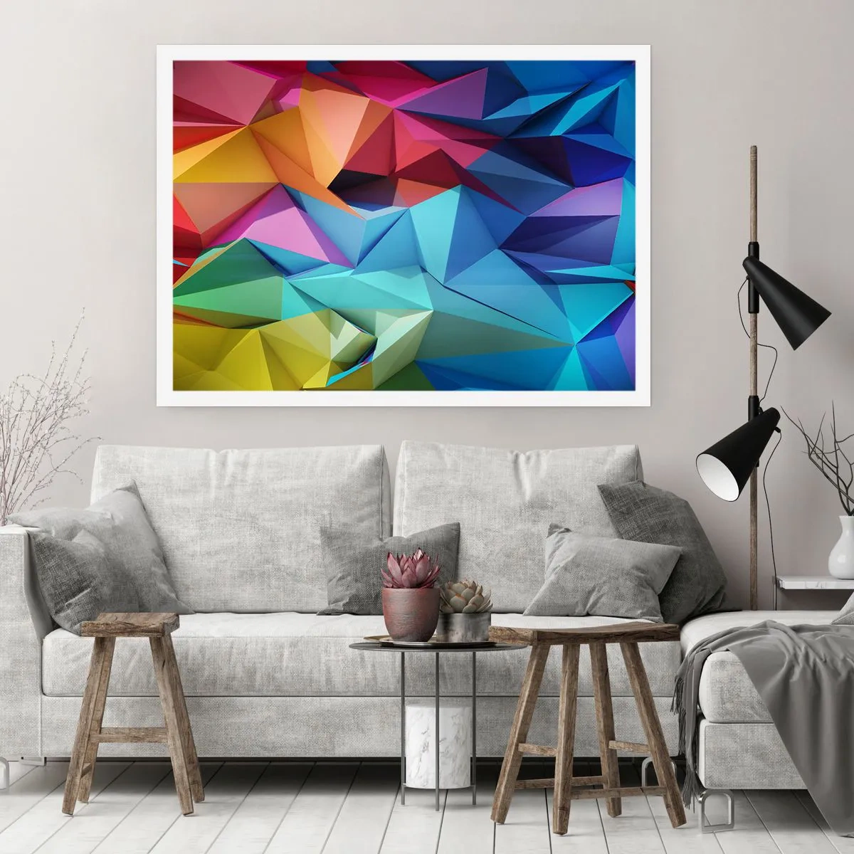 Plakat - Tęczowe origami - 40x30 cm