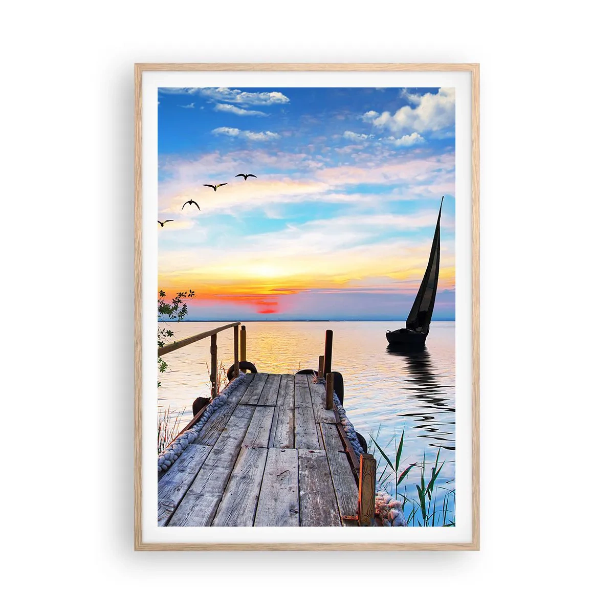 Plakat w ramie jasny dąb - Dobry wieczór - 70x100 cm