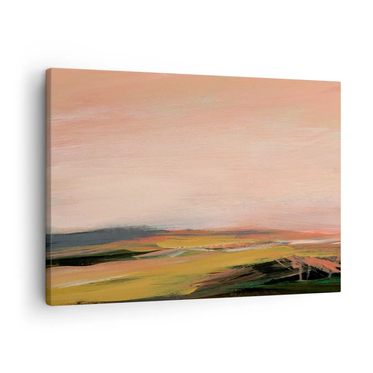 Obraz na płótnie - Krajobraz w różowych i złotych odcieniach - 70x50cm - W różowej tonacji - Nowoczesna dekoracja ścienna do salonu i sypialni ARTTOR