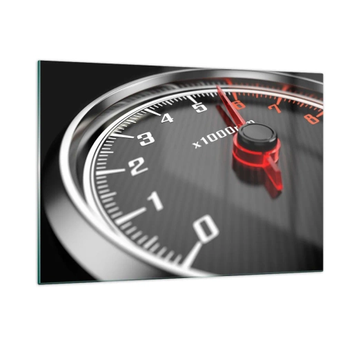 Obraz na szkle - Obrotomierz w sportowym samochodzie z czerwonym wskazaniem - 120x80cm - Gaz do dechy - Nowoczesna dekoracja ścienna do salonu, kuchni i sypialni ARTTOR