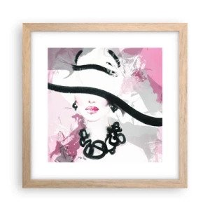 Plakat w ramie jasny dąb - Portret damy w czerni i różu - 30x30 cm
