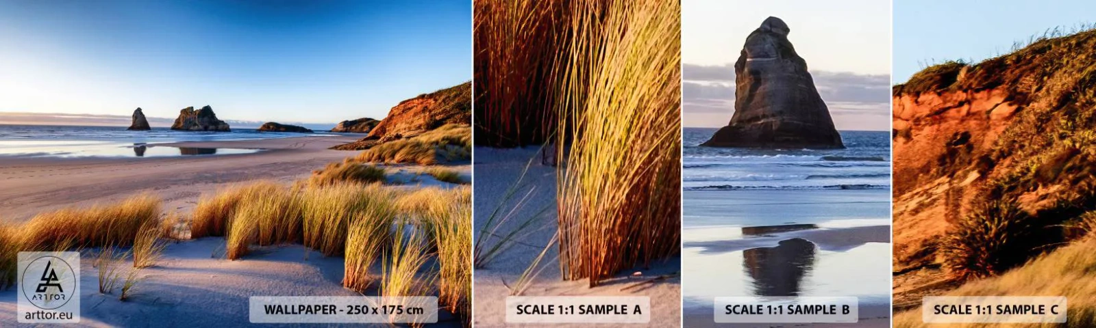 Fototapeta Próbka Samoprzylepna Deluxe Sticker - Dla poszukiwaczy spokoju - Wydmy, Plaża, Natura - 100x30 cm