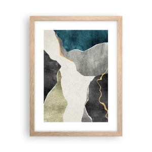 Plakat w ramie jasny dąb - Mozaikowa kompozycja z nitką złota - 30x40 cm