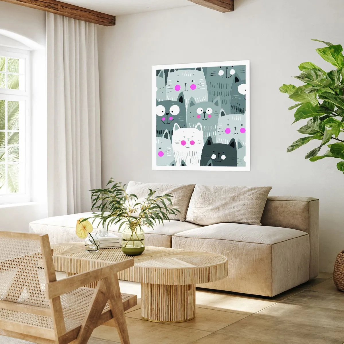 Plakat - Koci świat - 50x50 cm