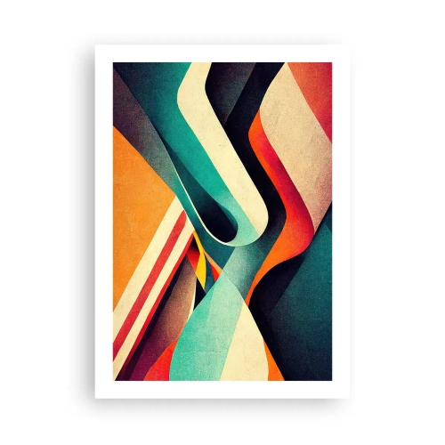 Plakat - Abstrakcyjne fale w żywych kolorach retro - 50x70cm - Kompozycja intensywna - Nowoczesna dekoracja ścienna do salonu, kuchni i sypialni ARTTOR