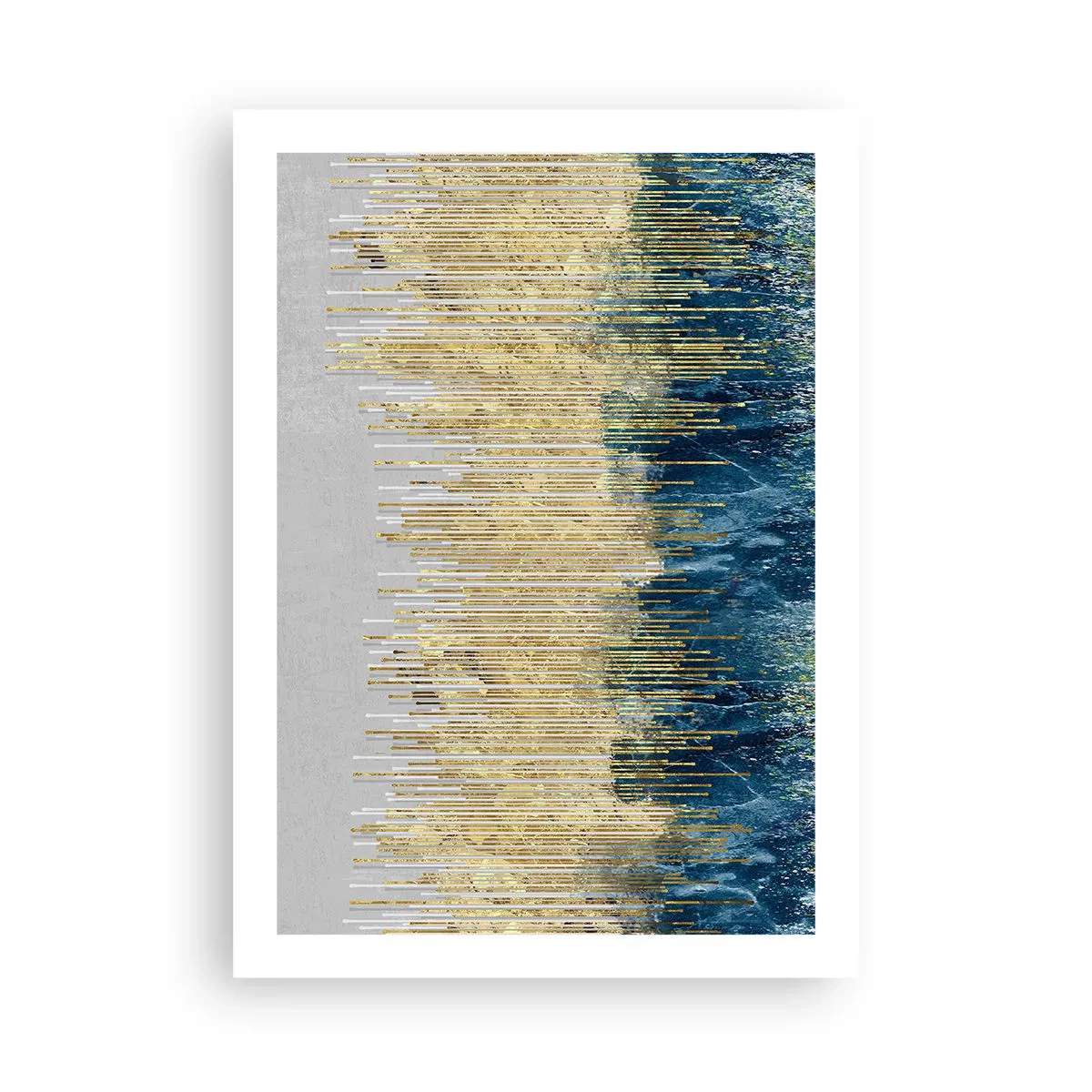 Plakat - Abstrakcyjna kompozycja inspirowana złotą plażą i oceanem - 50x70cm - Wyzłocona granica - Nowoczesna dekoracja ścienna do salonu, kuchni i sypialni ARTTOR