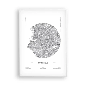 Plakat w białej ramie - Anatomia Marsylii - 70x100 cm
