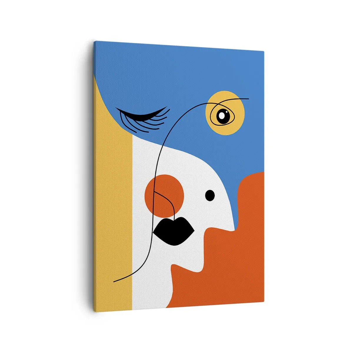 Obraz na płótnie - Kolorowa abstrakcyjna twarz w stylu kubistycznym o wyrazistych kształtach - 50x70cm - Portret zdekonstruowany - Nowoczesna dekoracja ścienna do salonu, kuchni i sypialni ARTTOR