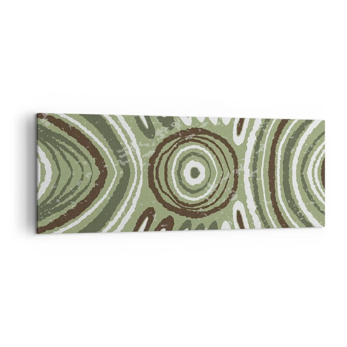 Obraz na płótnie - Abstrakcyjne wzory w odcieniach zieleni i brązu - 140x50cm - Eksplozja emocji - Nowoczesna dekoracja ścienna do salonu i sypialni ARTTOR