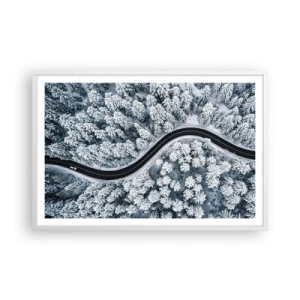 Plakat w białej ramie - Przez zimowy las - 91x61 cm