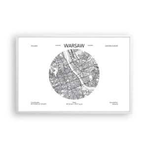 Plakat w białej ramie - Anatomia Warszawy - 91x61 cm