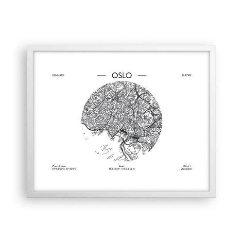 Plakat w białej ramie - Anatomia Oslo - 50x40 cm