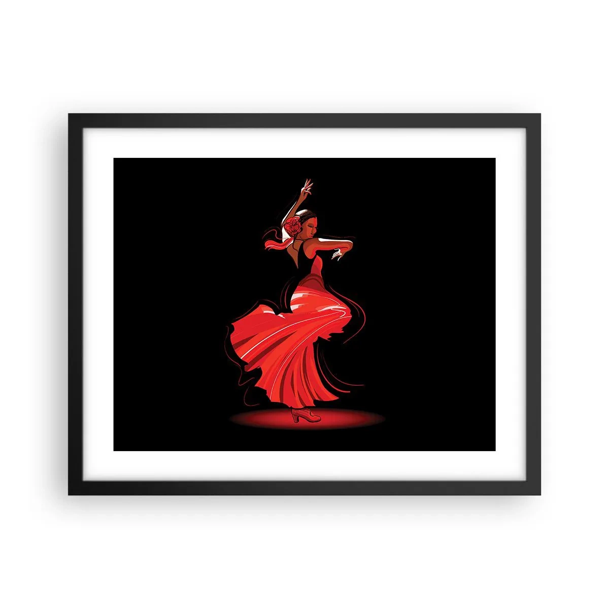 Plakat w czarnej ramie - Ognisty duch flamenco - 50x40 cm