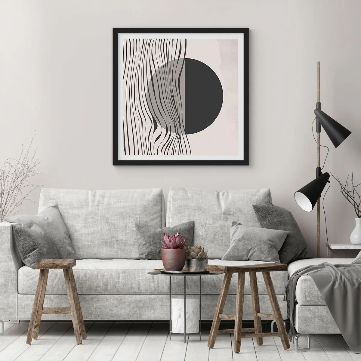 Plakat w czarnej ramie - Kompozycja połowiczna - 50x50 cm
