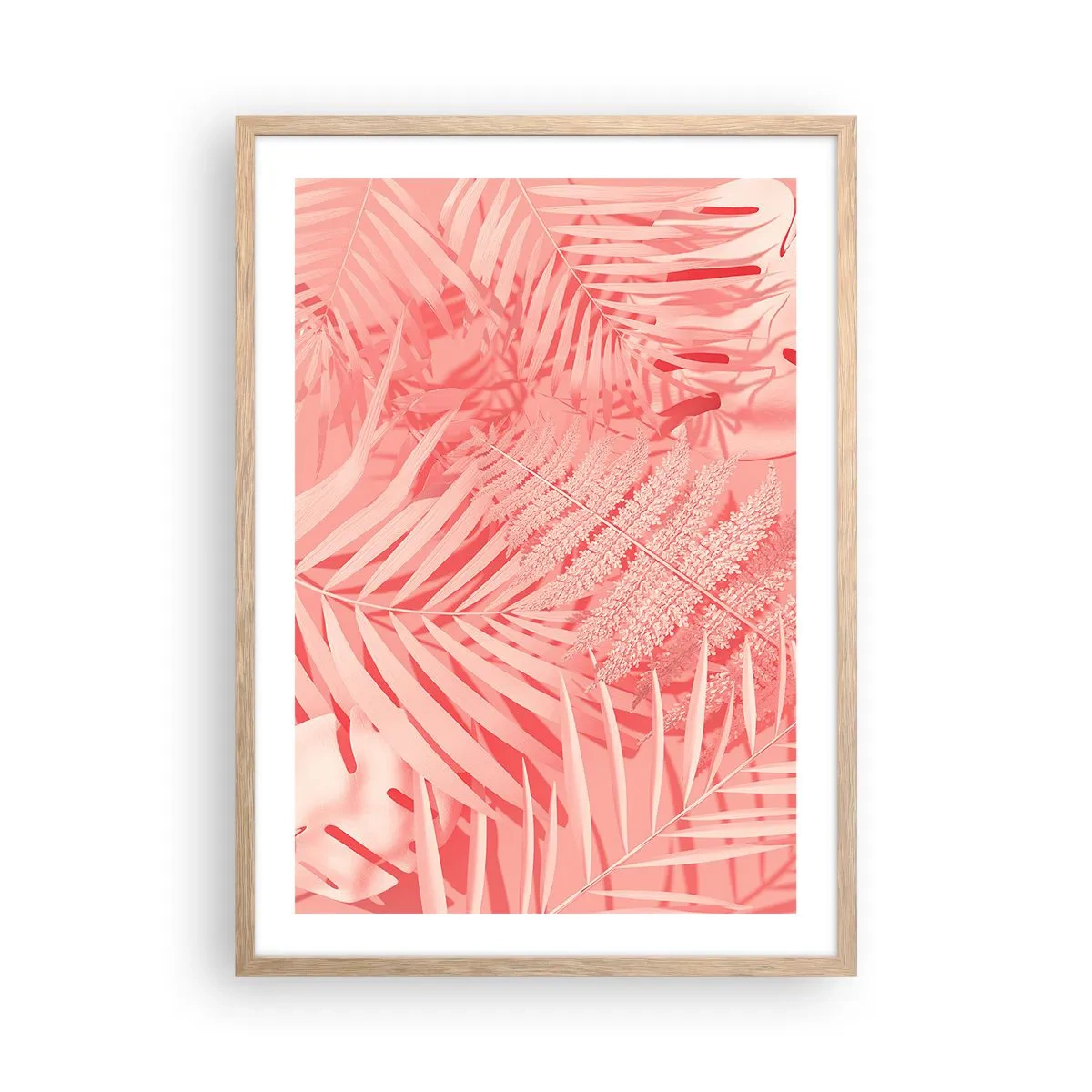 Plakat w ramie jasny dąb - Różowy koncept - 50x70 cm