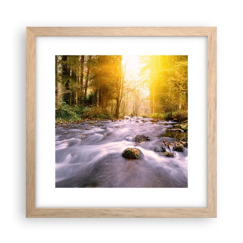 Plakat w ramie jasny dąb - Malachit w srebrno-złotej oprawie - 30x30 cm