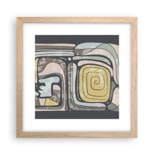 Plakat w ramie jasny dąb - Abstrakcja w duchu prekolumbijskim - 30x30 cm