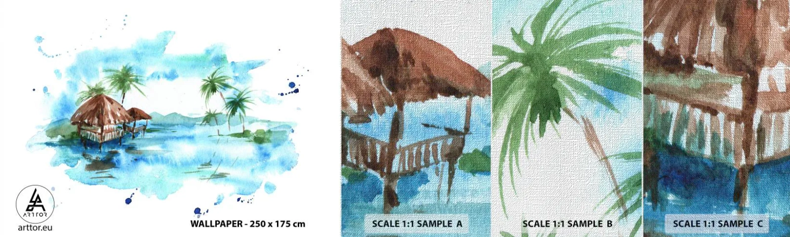 Fototapeta Próbka Premium Canvas - Gdzieś na Pacyfiku - Krajobraz, Wyspa, Palmy - 100x30 cm