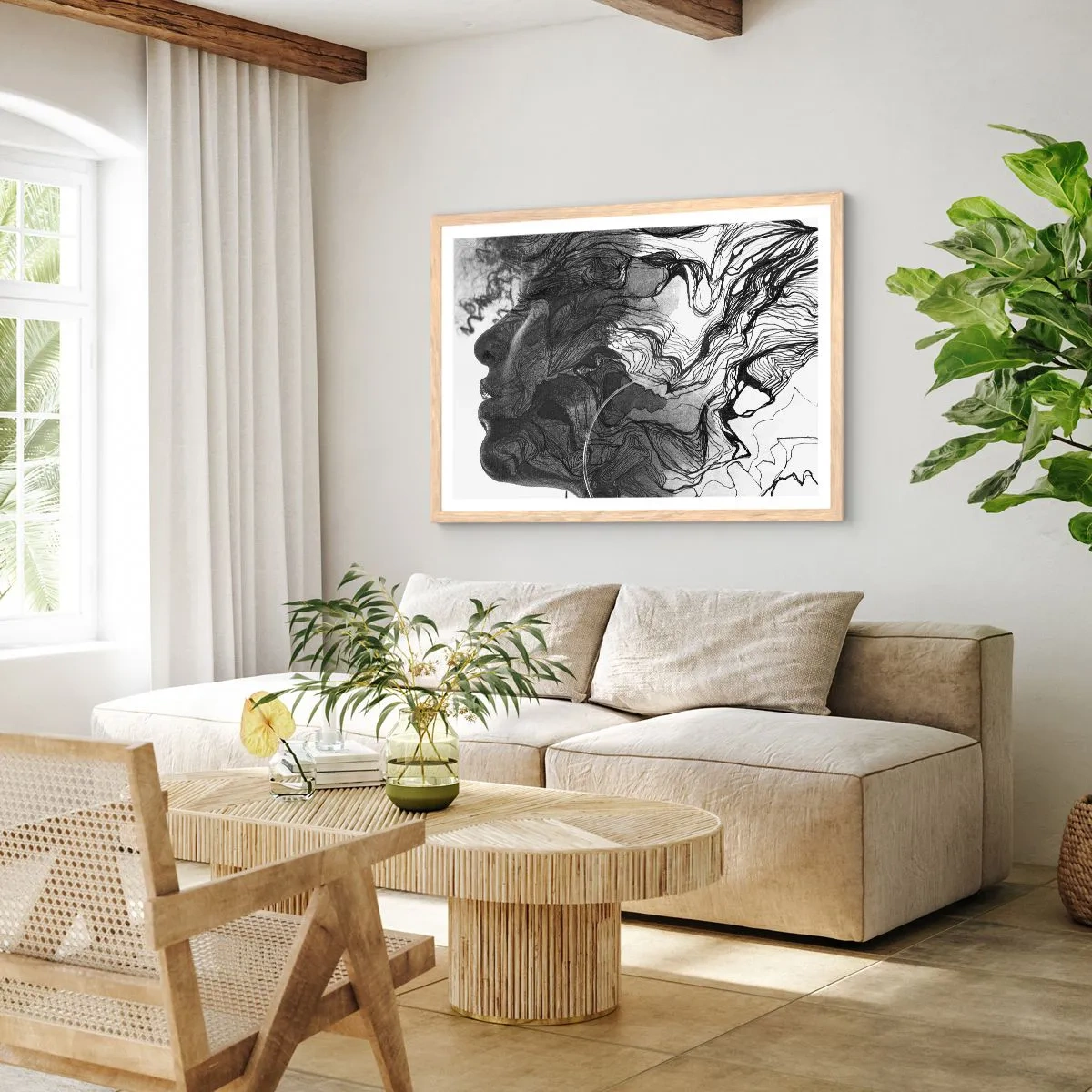 Plakat w ramie jasny dąb - Zaplątana w marzeniach - 100x70 cm