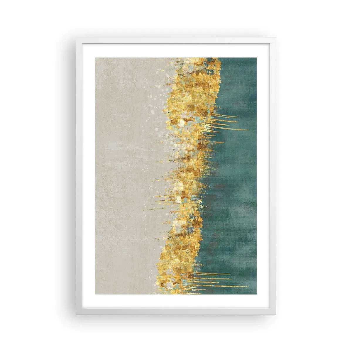 Plakat w białej ramie - Złota granica - 50x70 cm