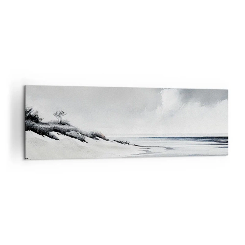 Obraz na płótnie - Plaża w stonowanych odcieniach szarości i błękitu - 160x50cm - Od zawsze razem - Nowoczesna dekoracja ścienna do salonu i sypialni ARTTOR