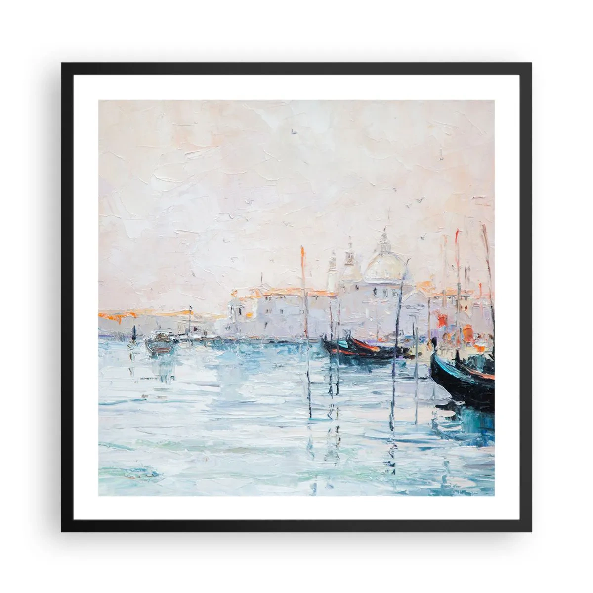 Plakat w czarnej ramie - Za wodą, za mgłą - 60x60 cm