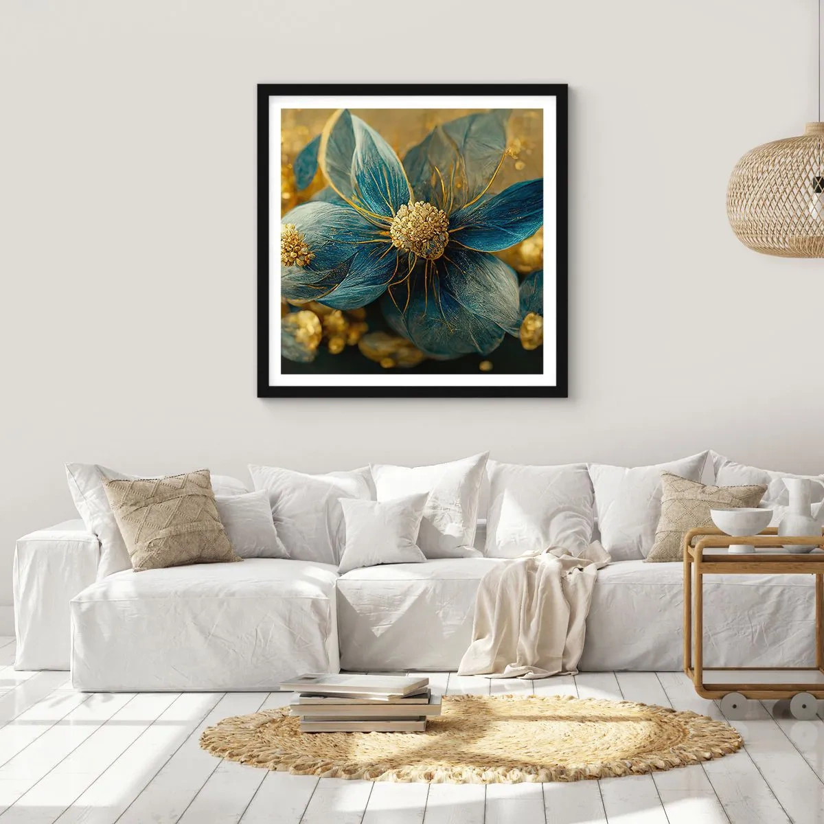 Plakat w czarnej ramie - Zakwitnąć złotem - 30x30 cm