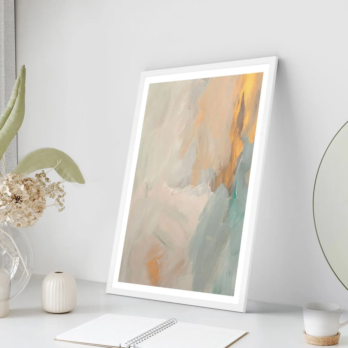 Plakat w białej ramie - Abstrakcja – kraina łagodności - 40x50 cm