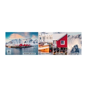 Fototapeta Próbka Samoprzylepna Deluxe Sticker - Północne ustronie - Krajobraz, Norwegia, Lofoty - 100x30 cm