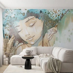 Fototapeta Standard Eco - Lady in blue - Abstrakcja, Kobieta, Twarz Kobiety - 450x315 cm