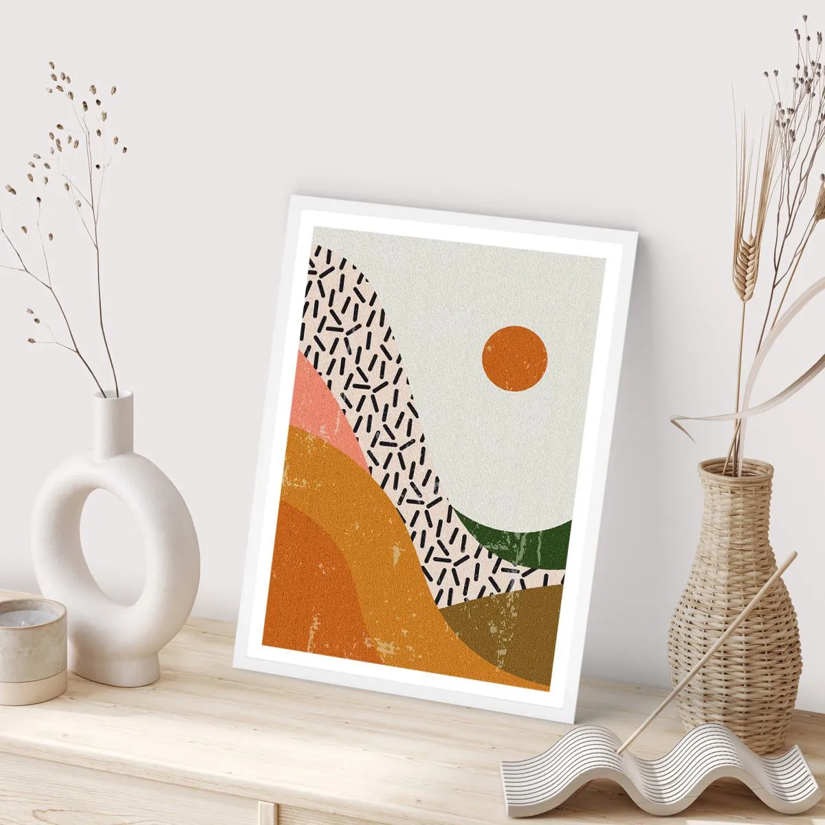 Plakat w białej ramie - Abstrakcja słoneczna - 40x50 cm