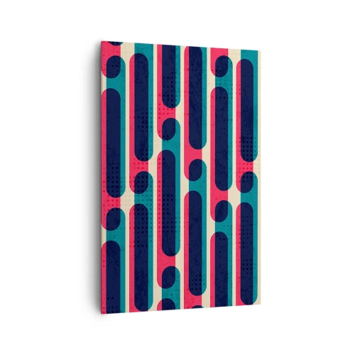 Obraz na płótnie - Geometryczny wzór w stylu retro z pastelowymi barwami - 80x120cm - W głąb i do przodu - Nowoczesna dekoracja ścienna do salonu i sypialni ARTTOR