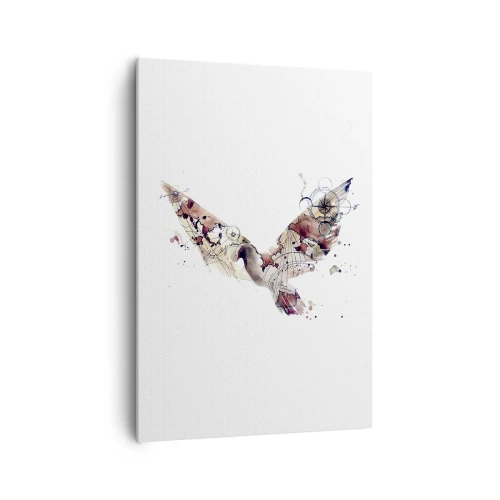 Obraz na płótnie - Artystyczna sylwetka ptaka z geometrycznymi wzorami - 70x100cm - Napowietrzny wędrowiec - Nowoczesna dekoracja ścienna do salonu i sypialni ARTTOR