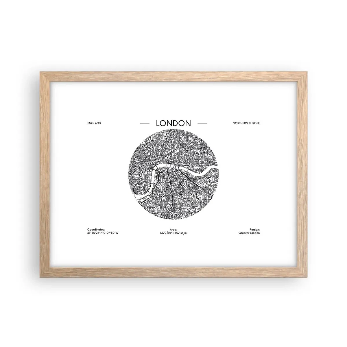 Plakat w ramie jasny dąb - Anatomia Londynu - 40x30 cm