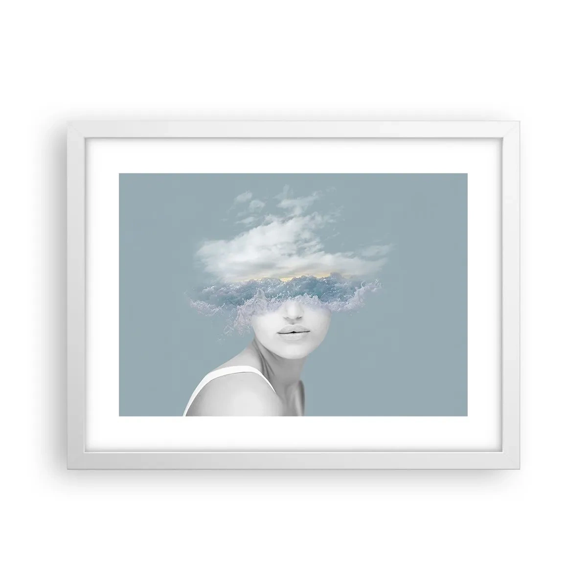 Plakat w białej ramie - Z głową w chmurach - 40x30 cm