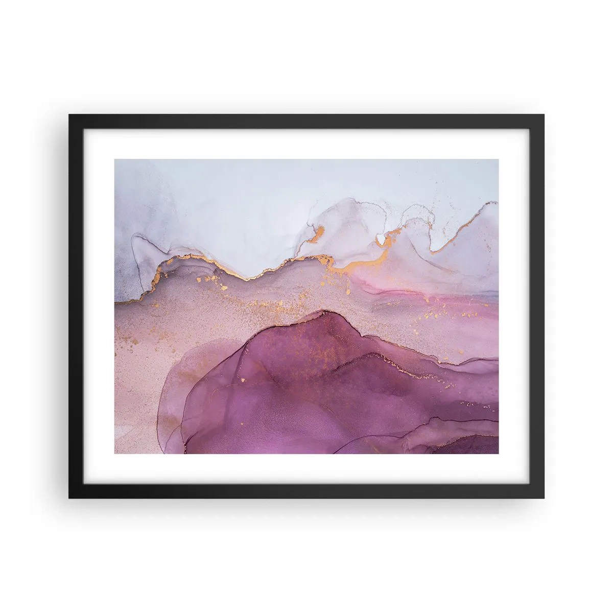 Plakat w czarnej ramie - Fale lila i fioletu - 50x40 cm