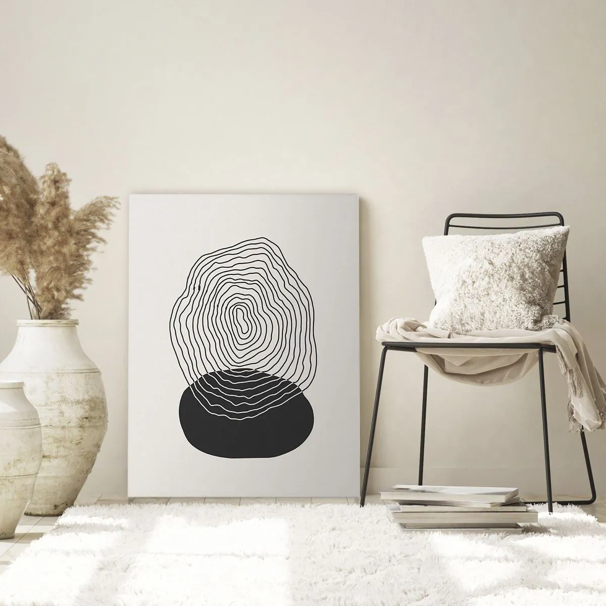 Obraz na szkle - Abstrakcyjny wzór z liniami i kształtami w czerni i bieli - 80x120cm - Trwanie i drganie - Nowoczesna dekoracja ścienna do salonu i sypialni ARTTOR