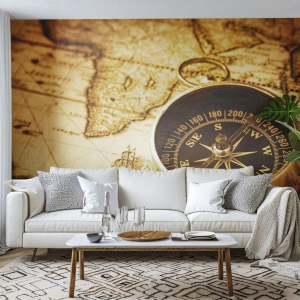 Fototapeta Premium Sand - Na wschód czy na zachód? - Podróże , Mapy Świata, Kompas - 350x256 cm
