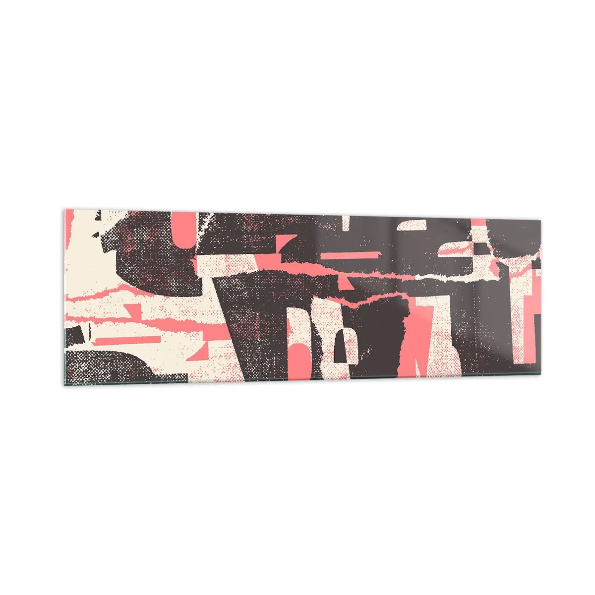 Obraz na szkle - Abstrakcyjna kompozycja w odcieniach różu i brązu - 160x50cm - Cały ten zgiełk - Nowoczesna dekoracja ścienna do salonu i sypialni ARTTOR