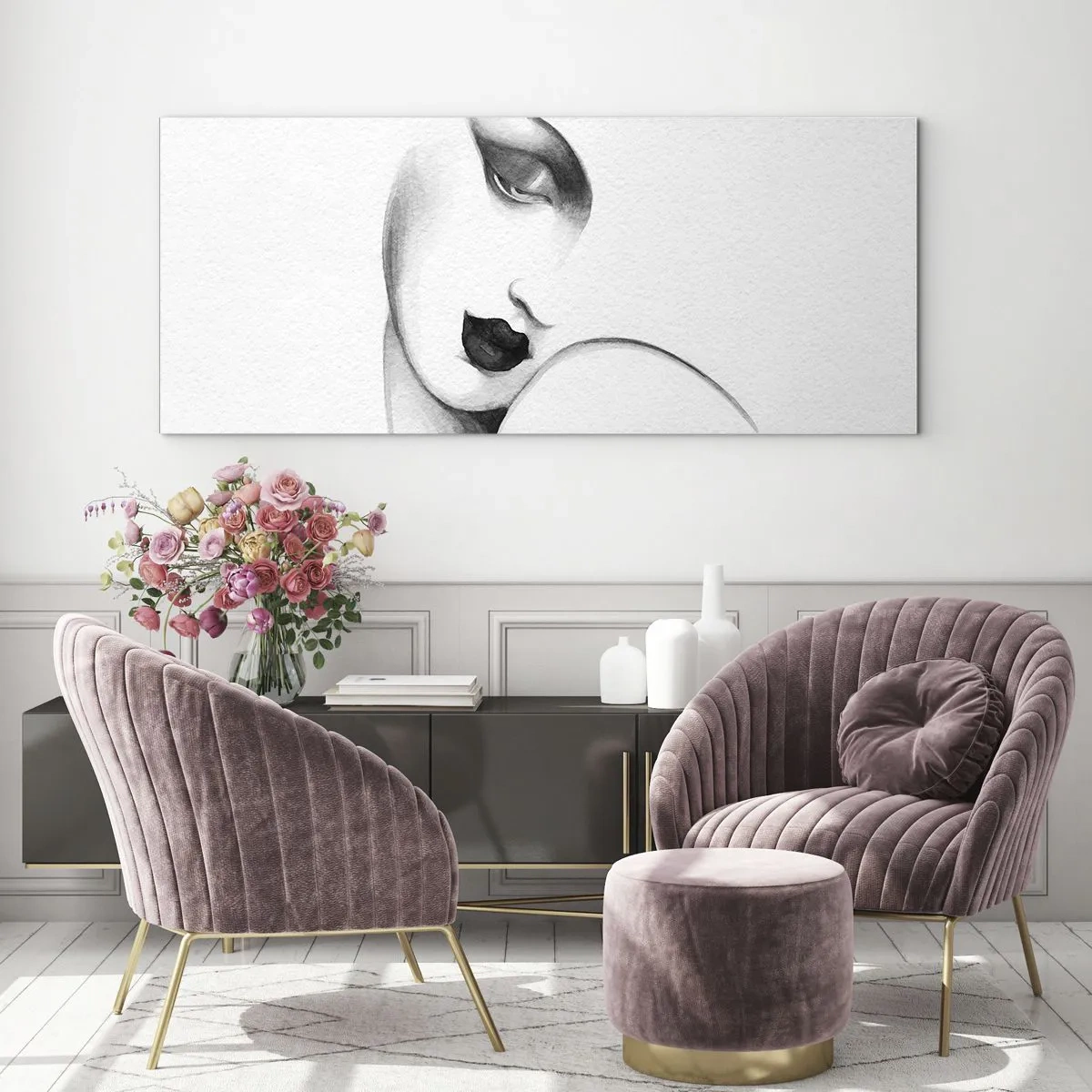 Obraz na szkle - W stylu Łempickiej - 100x40 cm